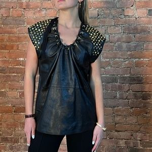 Tory Burch Leather Top with Metal accents (matching skirt available)
